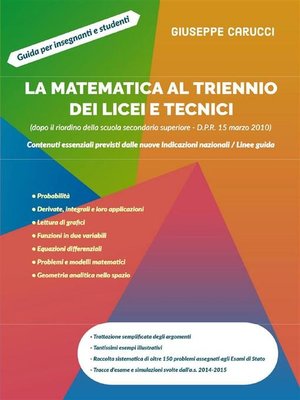cover image of La matematica al triennio dei licei e tecnici